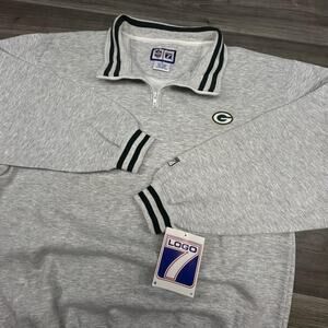 Vintage Green Bay Packers Sweatshirt Mens XL Gray 1/4 Zip NFL Logo 7 90s NWT